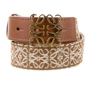Loewe Tan and Gold Belt with Anagram Buckle